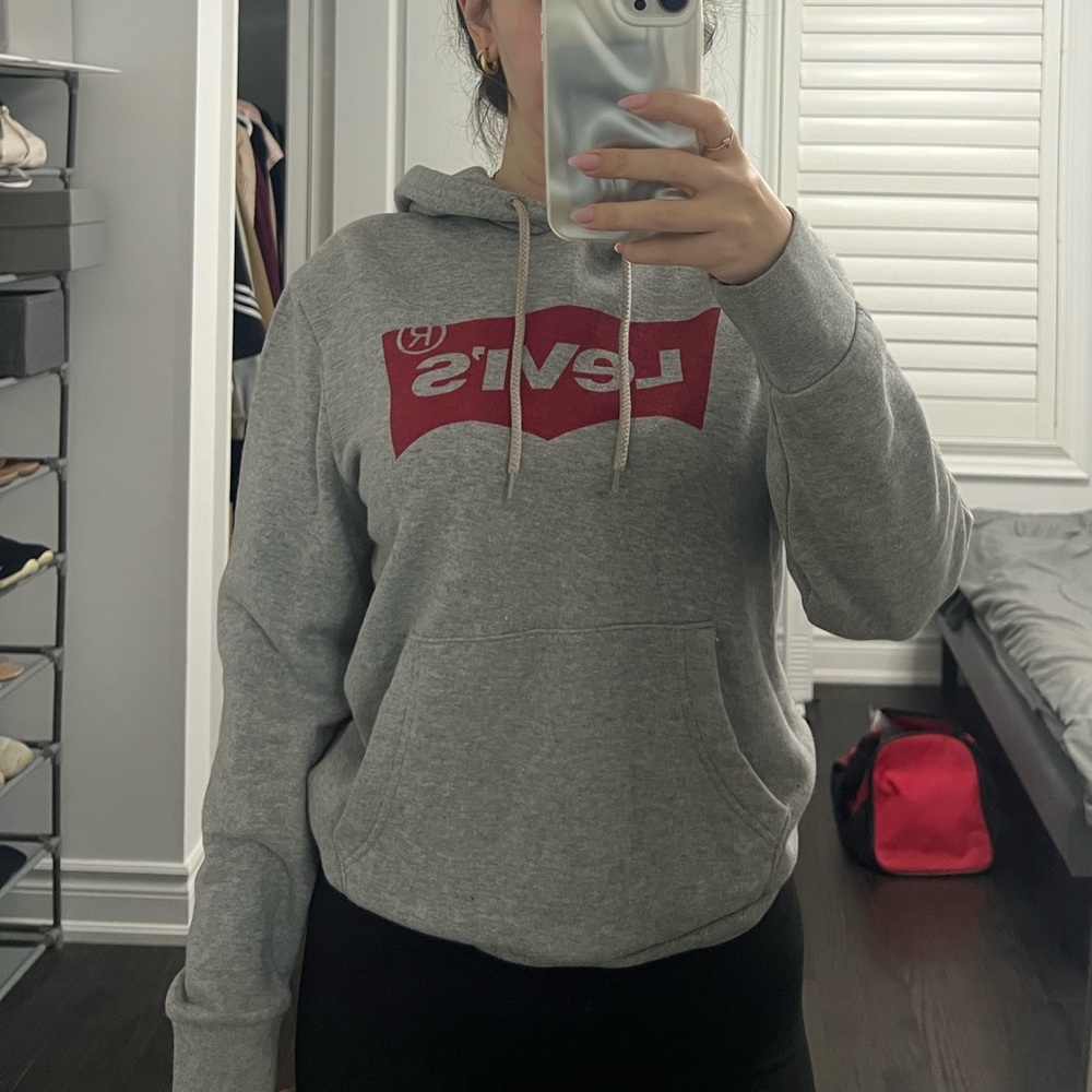 Levi's Gray Hoodie with Red Logo
